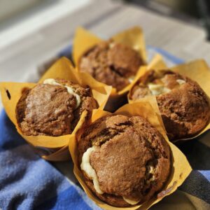 Spiced Pumpkin Muffins with Vanilla Cream Cheese Centre x 2
