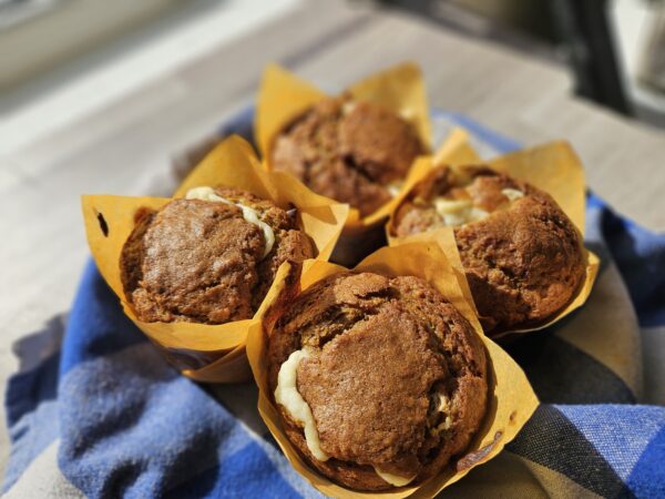Spiced Pumpkin Muffins with Vanilla Cream Cheese Centre x 2